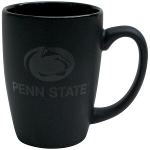 matte black mug with gloss black Penn State and Athletic Logo